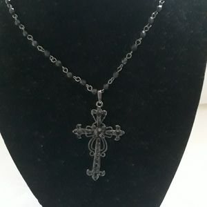 Cross Necklace Black
